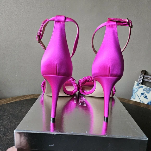 NWT J. Crew Collection Rylie ruched-strap heels in pink satin - Picture 12 of 17
